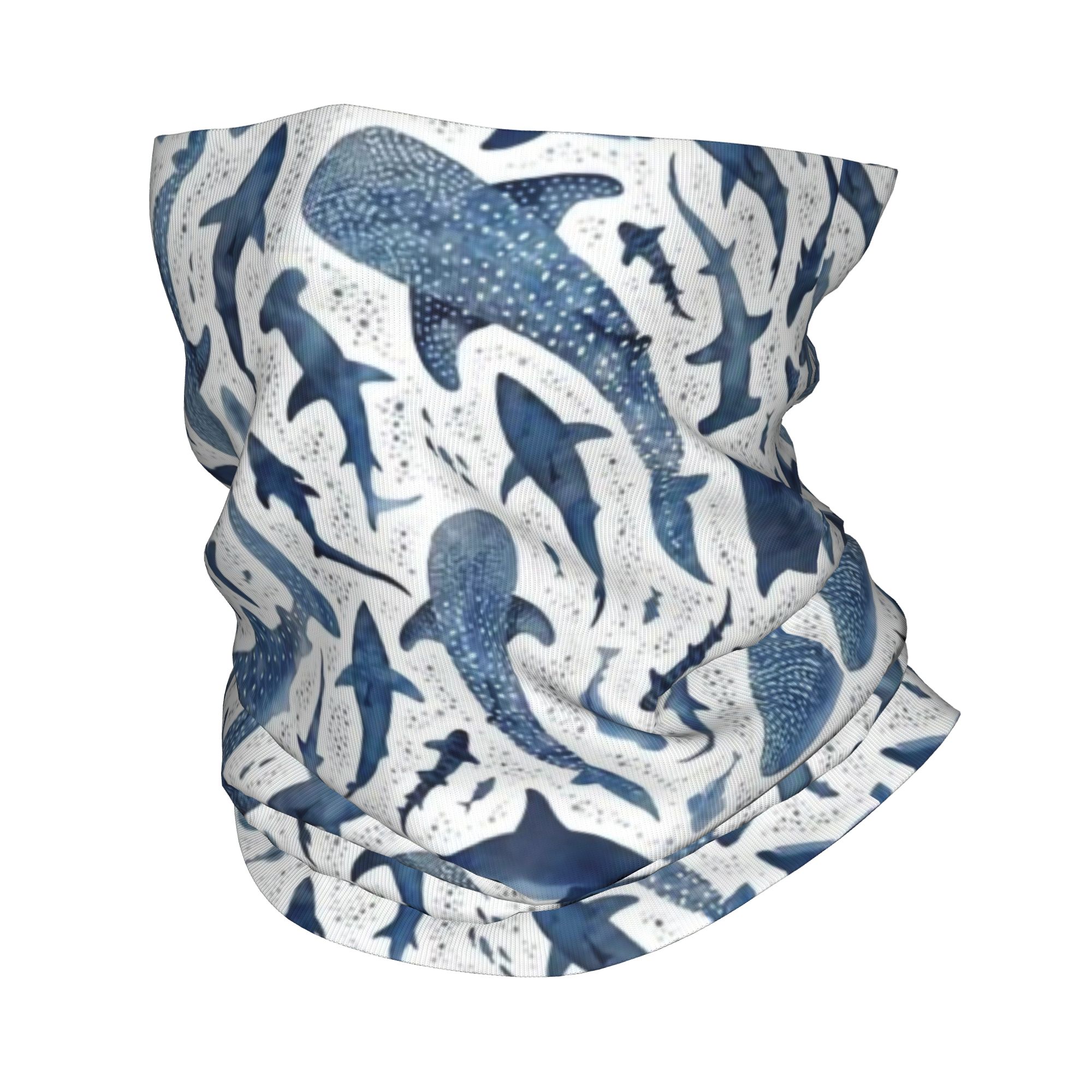 Neck Gaiter Face Cover - Bandana Leher Motif Hiu Warna Biru